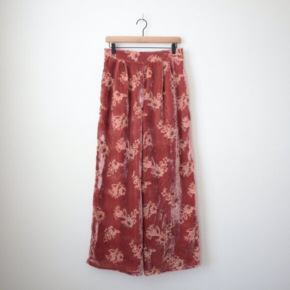 Anthropologie Hutch Velvet Burnout High Waist Wide Leg Floral Pants | M - Picture 2 of 11